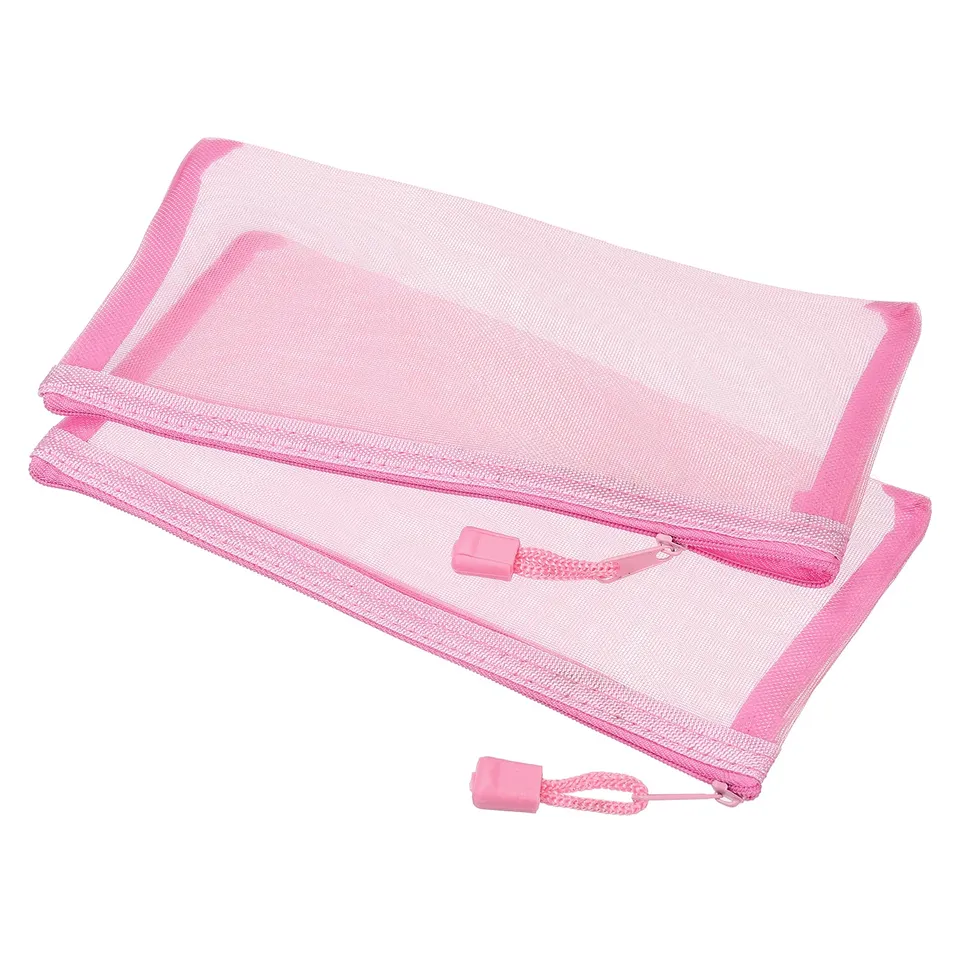 sourcing map B6 pochette zippée maille rose lot 6 nylon