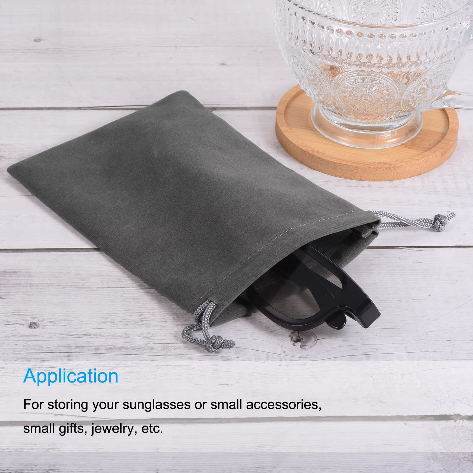sourcing map Pochon microfibre gris 18x12 cm x3 lunettes