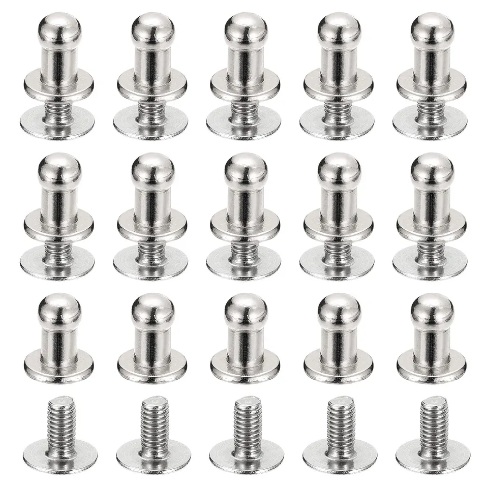 Sourcing Map Rivets vis cuir argenté 4 mm lot 15 maroquinerie