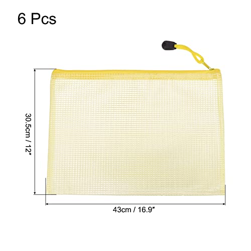 sourcing map Pochette A3 zippée jaune lot de 6 PVC