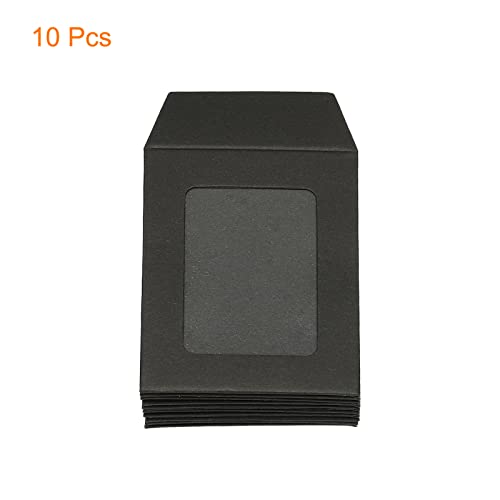 sourcing map enveloppe à fenêtre noire 8x6 cm lot de 10