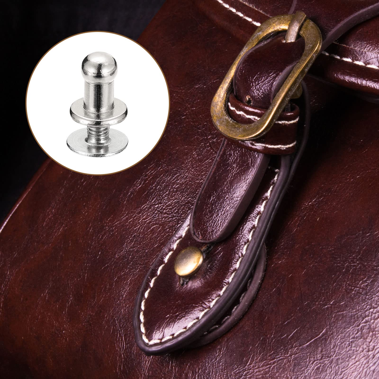 Sourcing Map Rivets vis cuir argenté 4 mm lot 15 maroquinerie