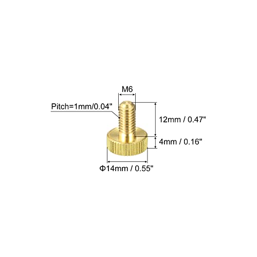 sourcing map M6x12mm vis moletée laiton lot de 5 sans outil