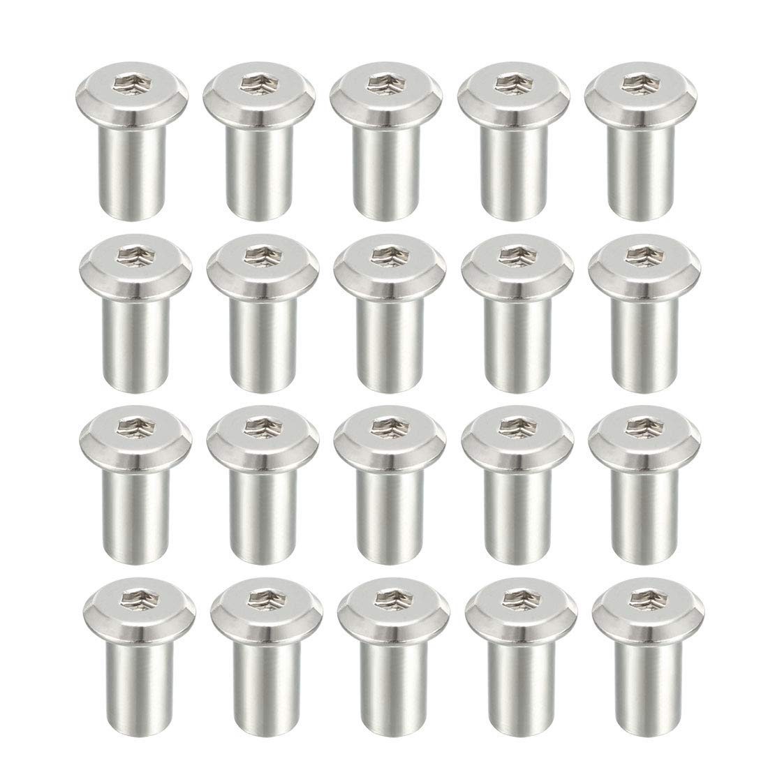 sourcing map M6x12mm insert écrou hexagonal nickelé lot 20