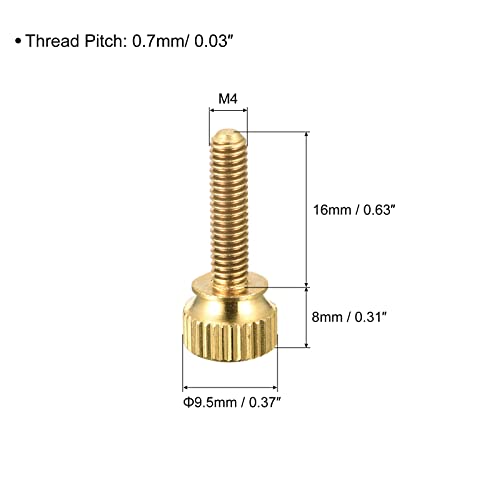 sourcing map Vis Moletée M4x16mm laiton 10pcs tête ronde