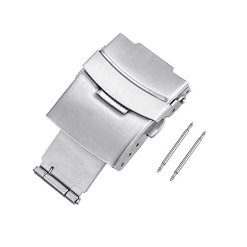 sourcing map Fermoir Déployant 22mm boucle montre argenté acier