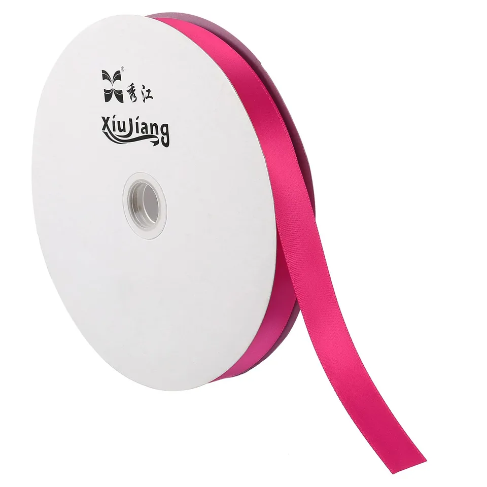 sourcing map ruban satin 20mmx91,4m rose rouge