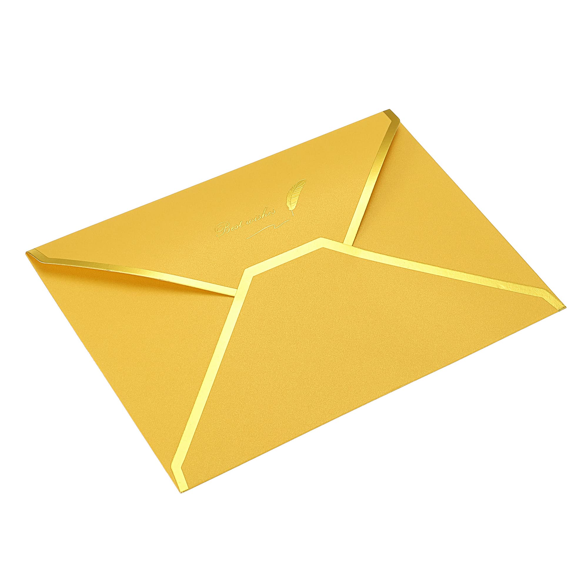 Sourcing Map Enveloppes B6 Jaunes Bord Doré 13x18 cm Lot de 20