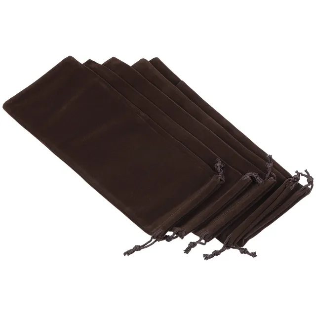 Sourcing Map Pochette Microfibre Cordon 5 pcs Marron 25x10