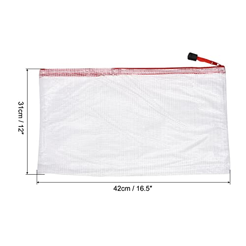 Sourcing Map pochette zip A3 rouge mesh lot 3 PVC