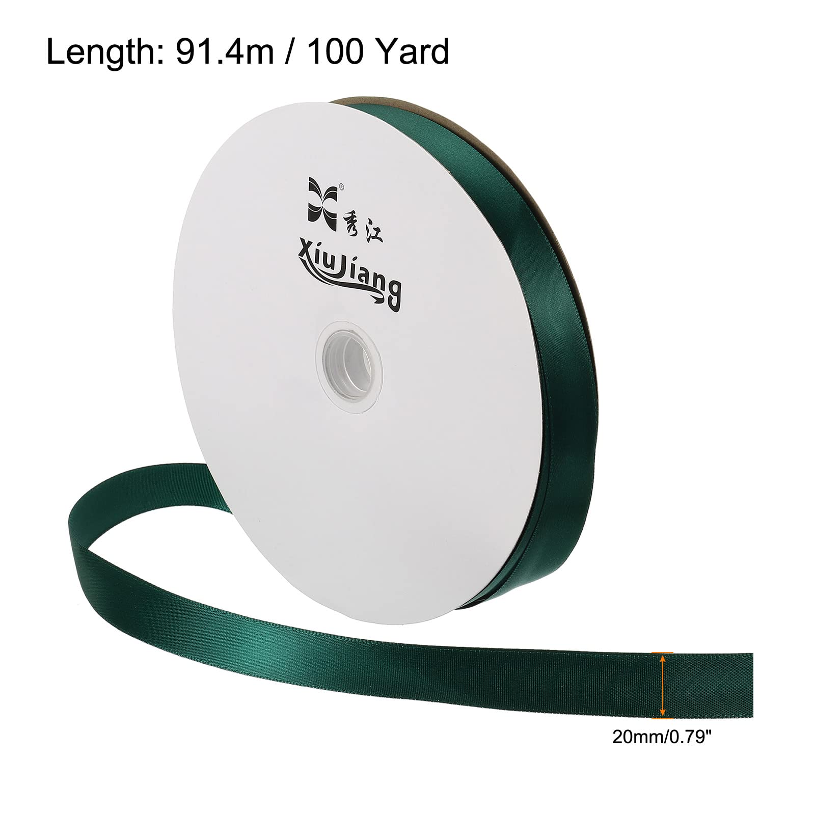 Sourcingmap Ruban Satin Vert Foncé 20mmx91,4m Polyester