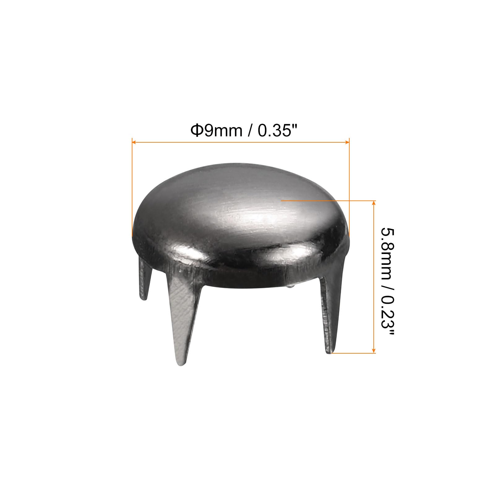 sourcing map Home & Garden clous dôme métal 9mm noir lot 200 laiton