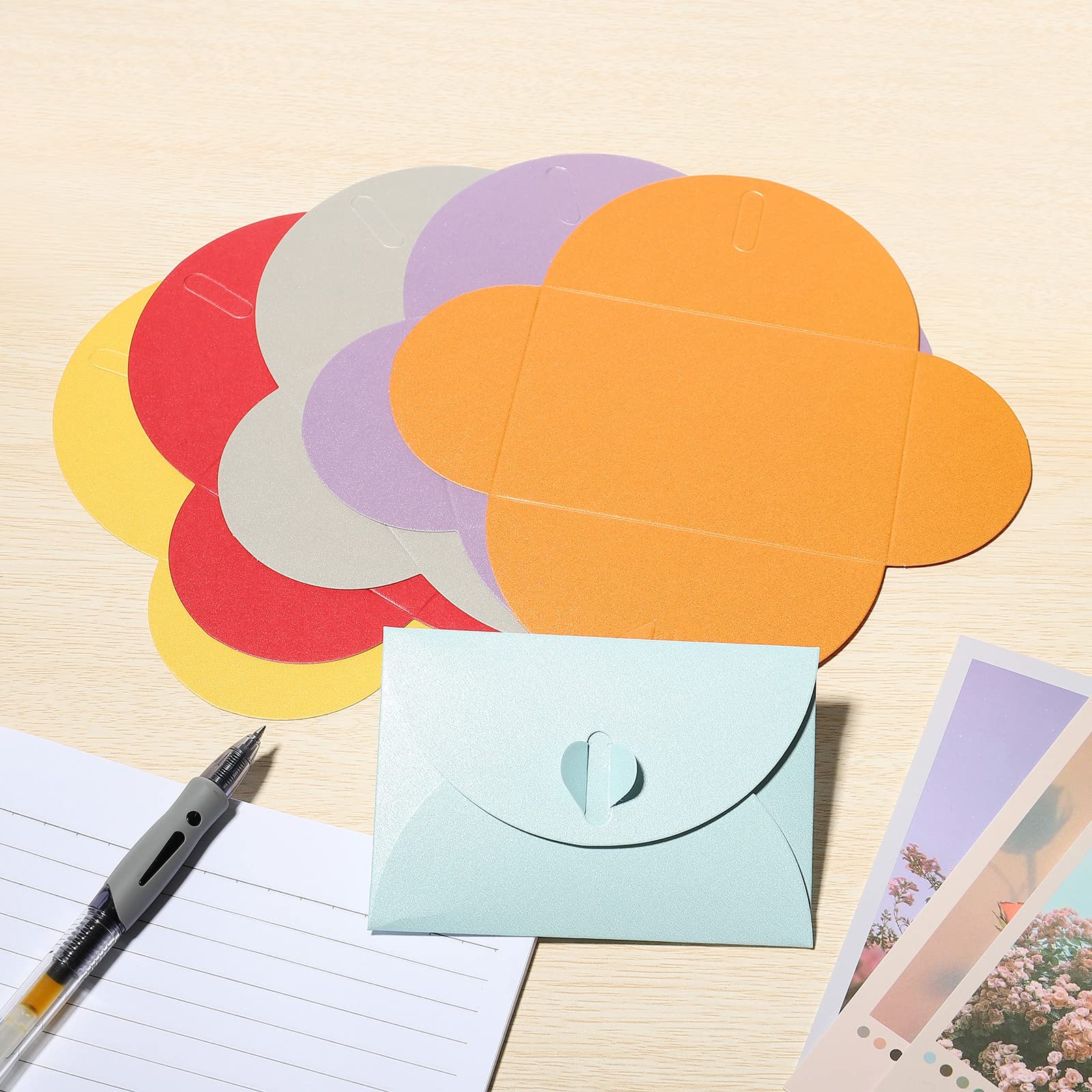 sourcing map Office mini enveloppes papier violet cœur 24 pièces