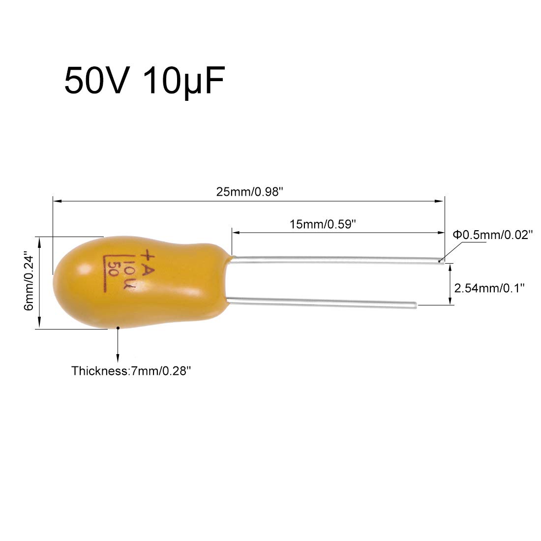 Sourcingmap Industrial 10uF 50V condensateur tantale 5 pcs jaune