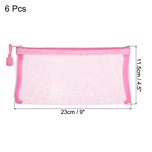 sourcing map B6 pochette zippée maille rose lot 6 nylon