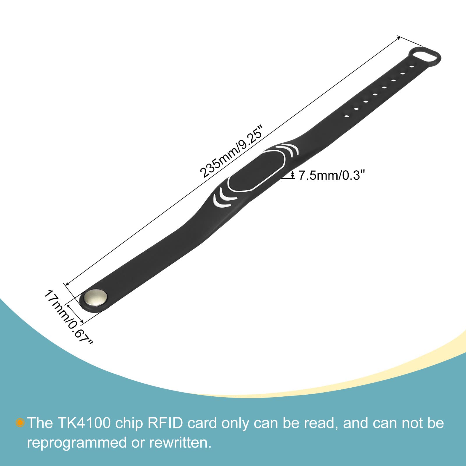 sourcing map Electronics bracelet RFID 125KHz TK4100 noir