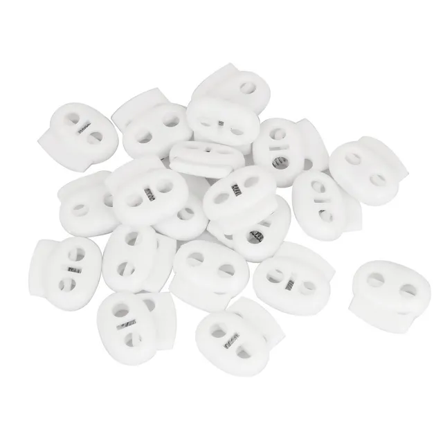 sourcing map Arrêts cordon double trou blancs lot 20 plastique