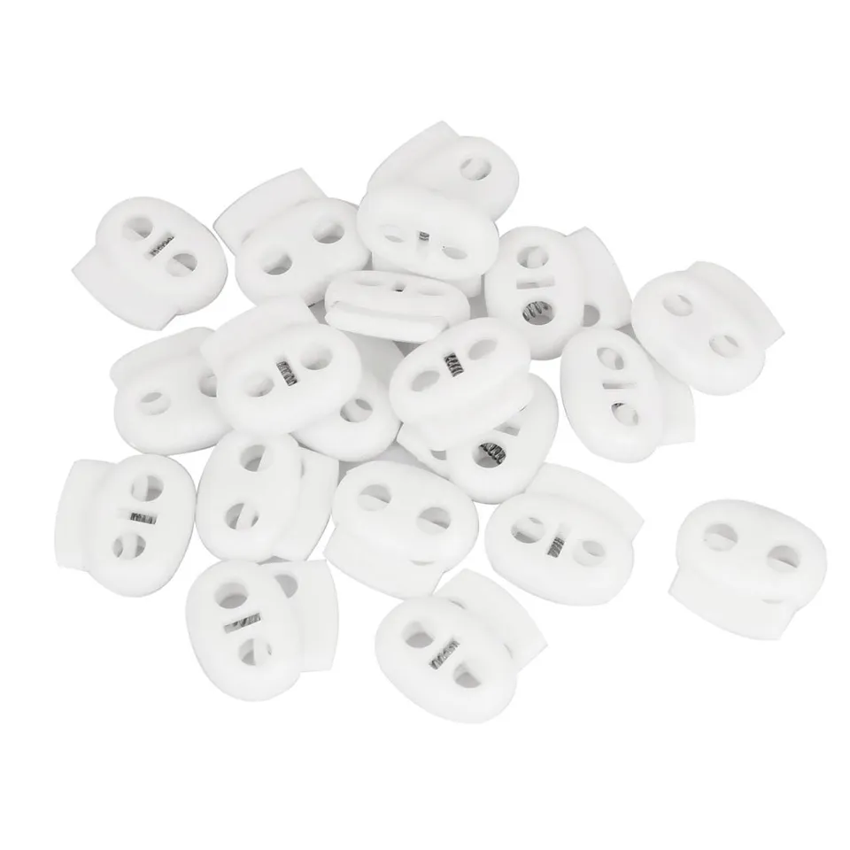 sourcing map Arrêts cordon double trou blancs lot 20 plastique