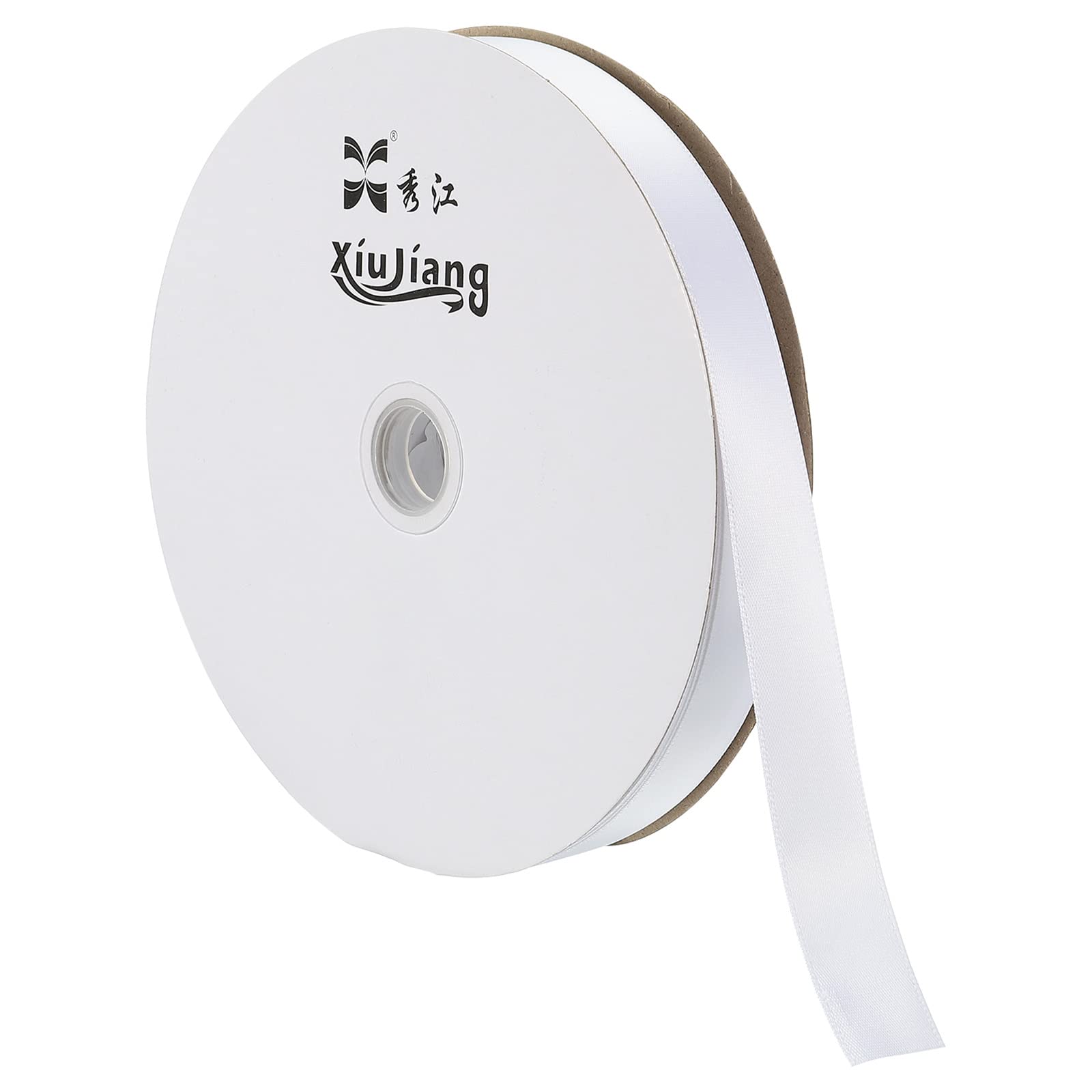 sourcing map Home & Garden ruban satin blanc 20mmx91,4m polyester