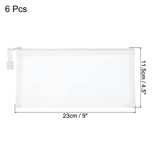sourcing map B6 pochette maille zippée blanche lot de 6 nylon