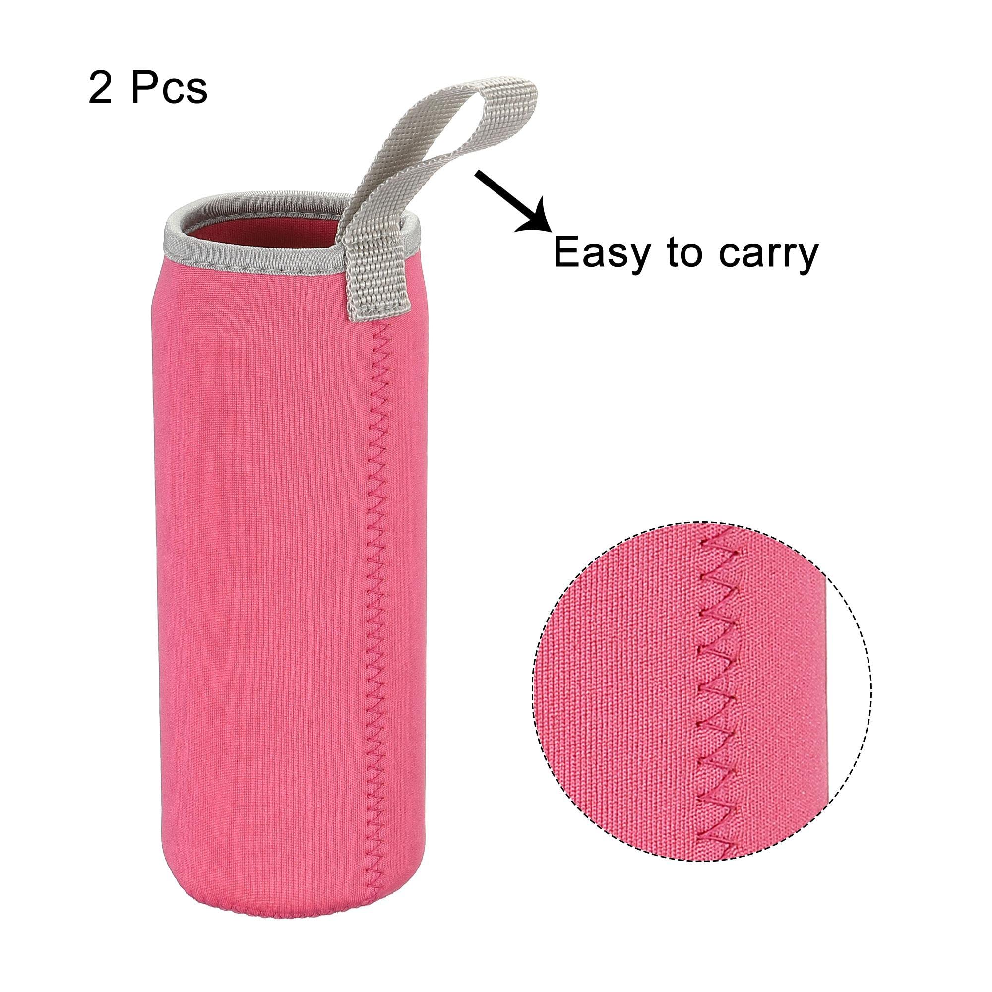 sourcing map Manchon bouteille 500 ml néoprène rose rouge lot de 2
