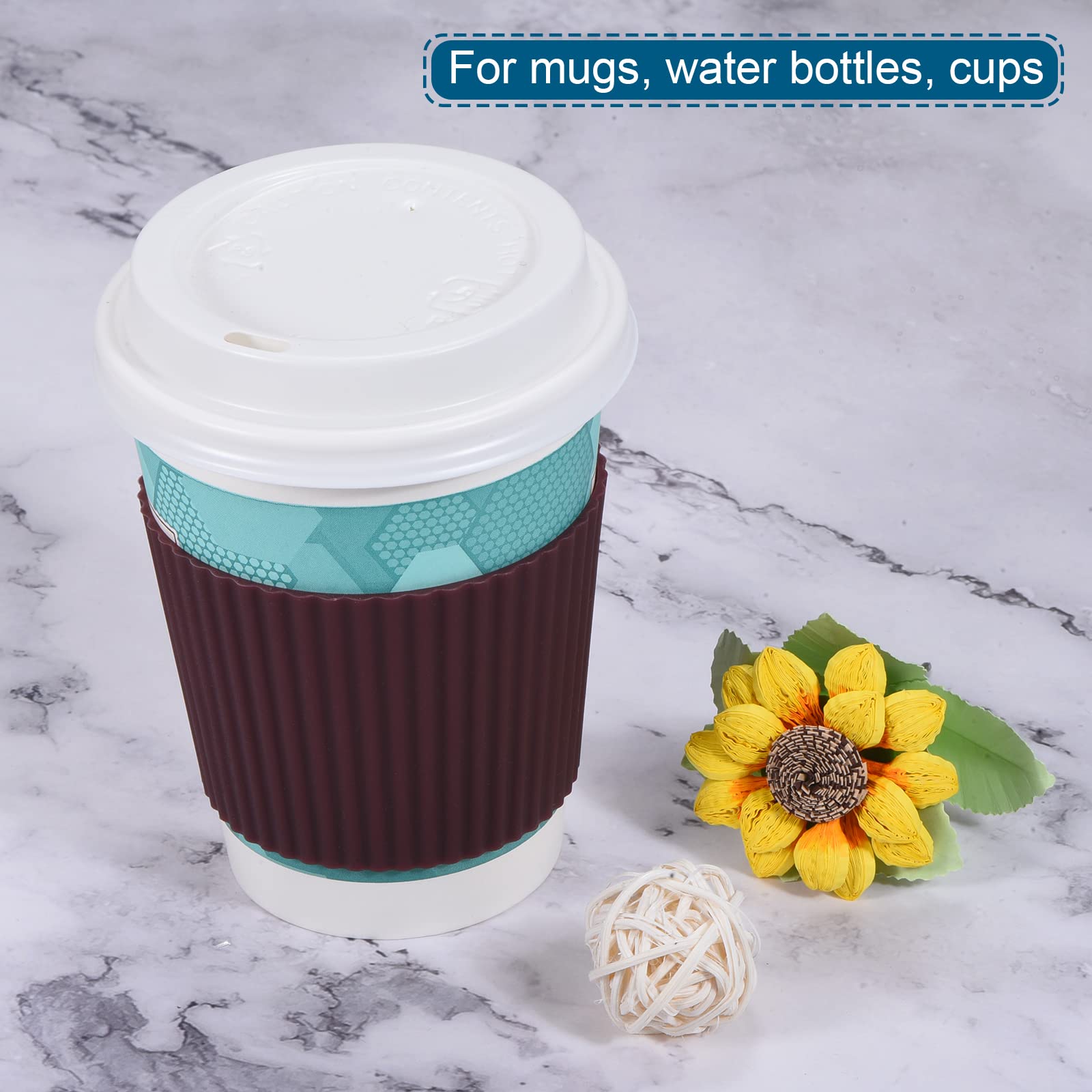 sourcingmap Manchon Tasse Silicone Brun Rougeâtre Lot 4 Chaleur