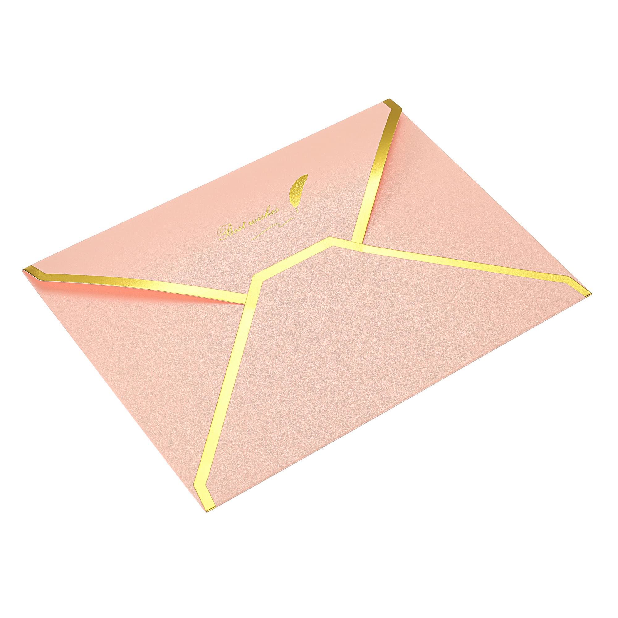 sourcing map Enveloppes B6 rose bord doré x10 mariage