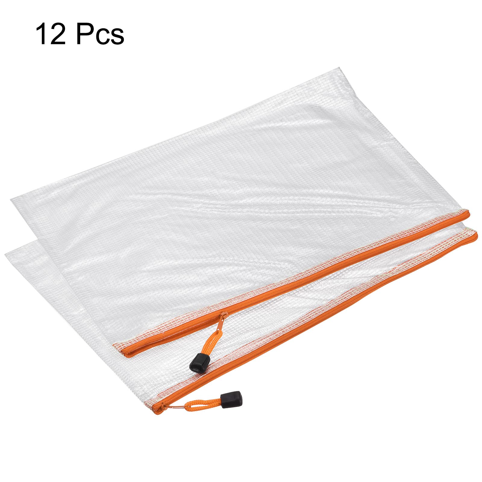 Sourcingmap pochette A4 zip orange lot de 12 PVC