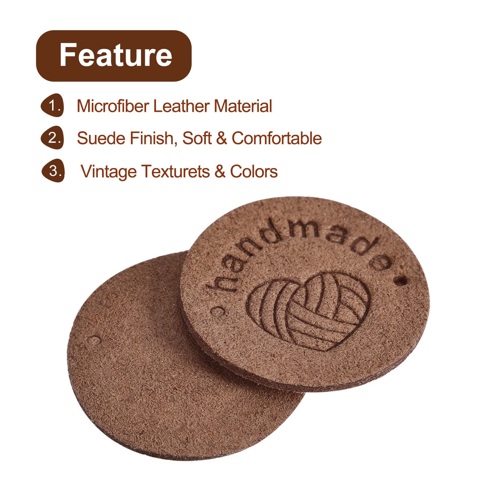 Sourcingmap Étiquettes cuir café 25 mm à coudre lot 30 fait main