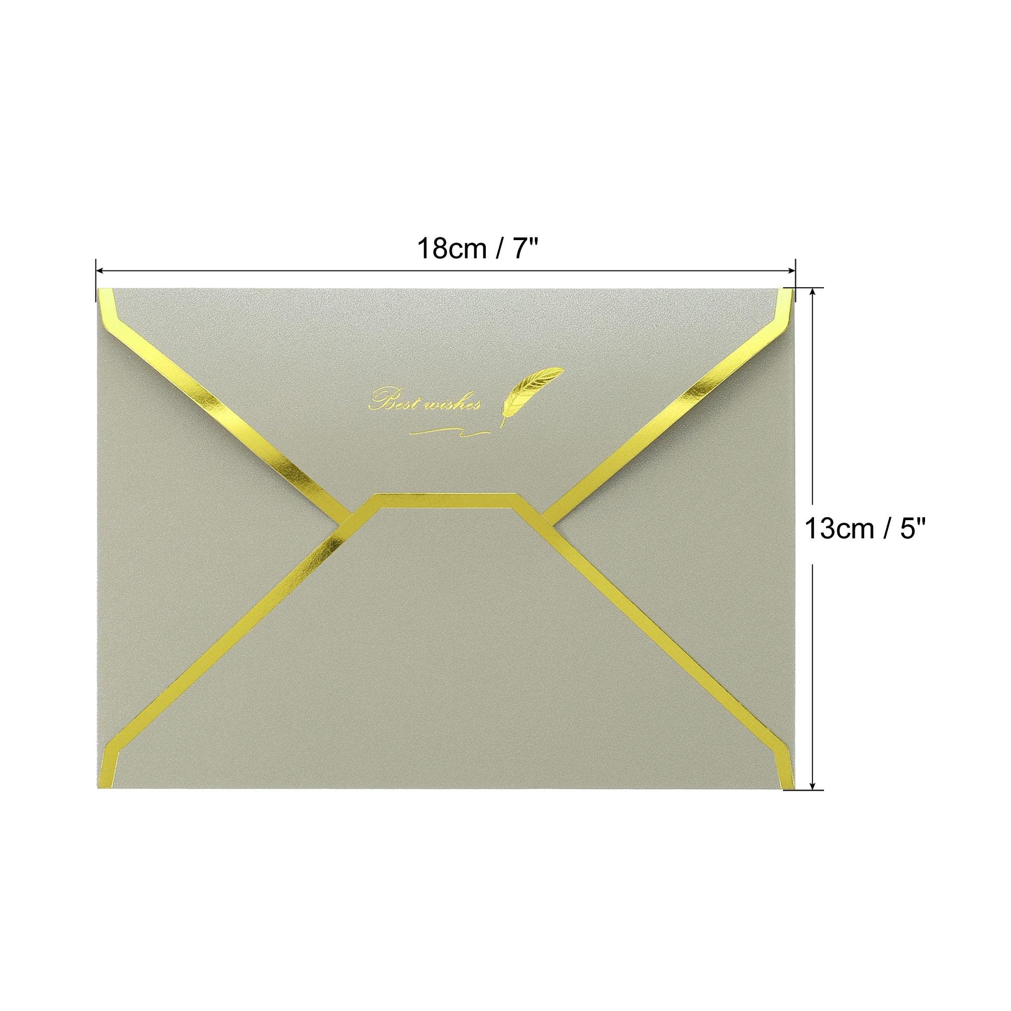 sourcing map B6 enveloppe argent bord doré 13x18cm lot 10 mariage