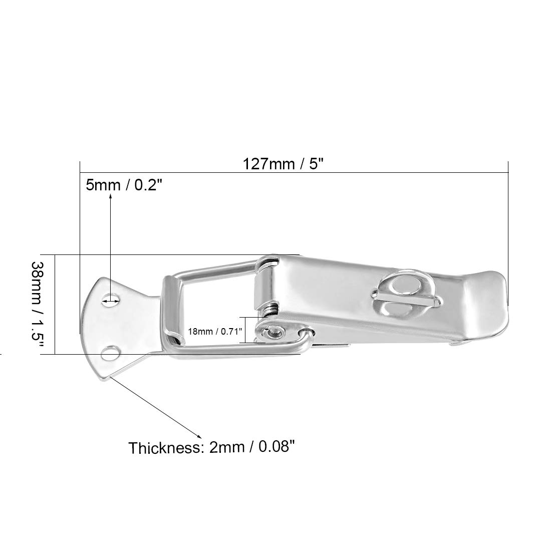 Sourcing Map Fermoir Levier Inox 127mm Lot de 2
