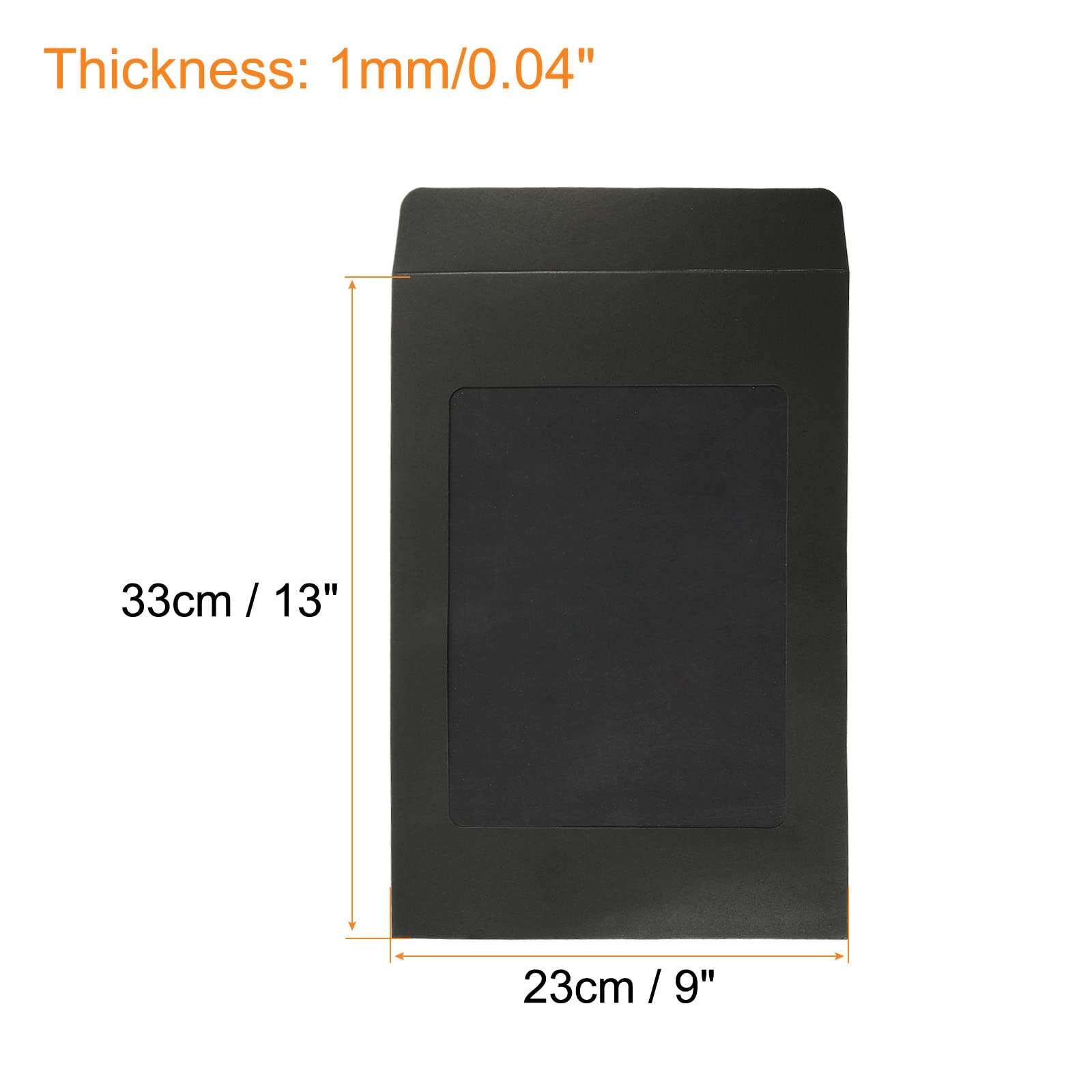 Sourcing Map A4 Enveloppe Fenêtre Noire Simple Face x10
