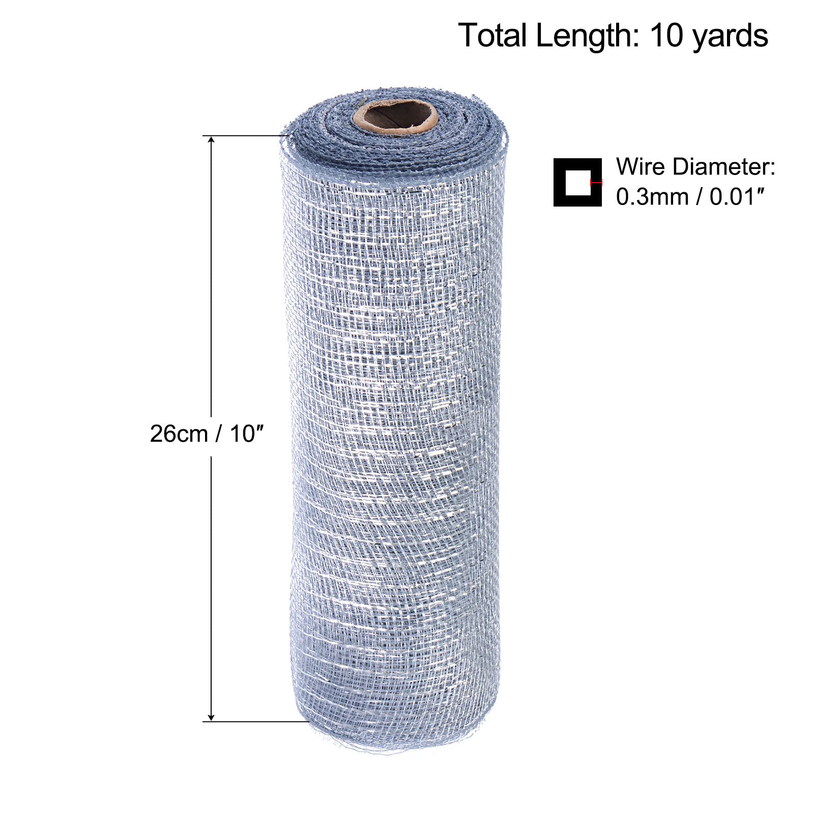 Sourcing Map Home Ruban Maille Toile Jute 26cm Gris Argent 9m