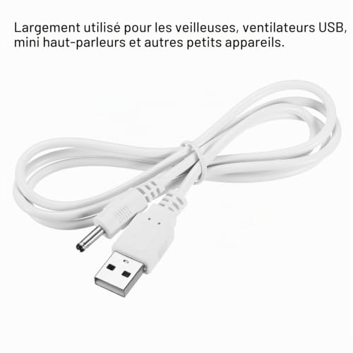 sourcing map Electronics câble USB DC 3,5x1,35mm 100cm blanc