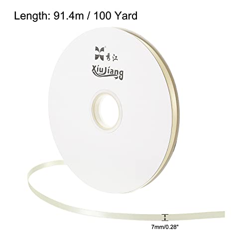 Sourcing Map ruban satin blanc bougie 7mm x 91,4m