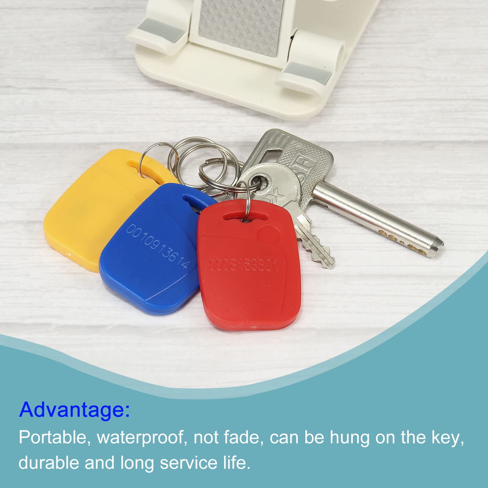 sourcing map Office porte-clés RFID double fréquence bleu 12 pcs