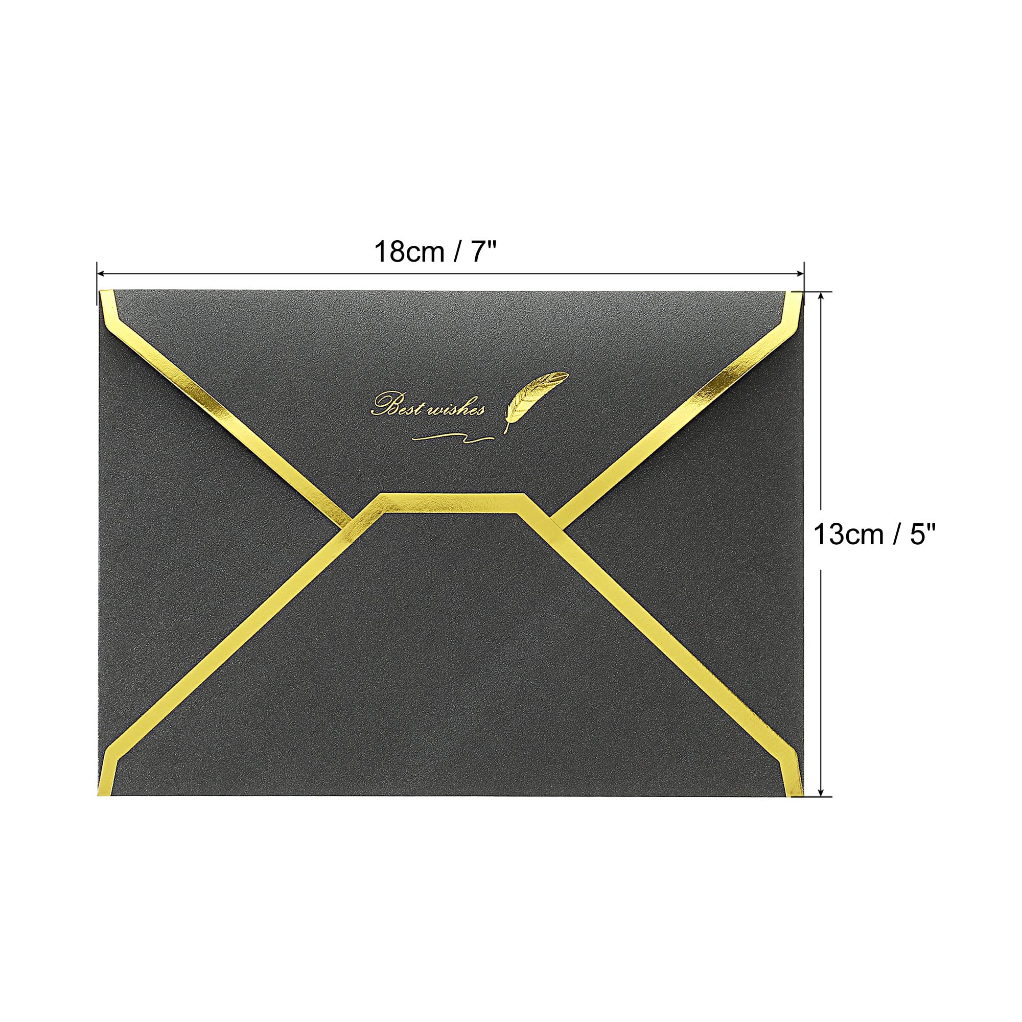 Sourcing Map 20 Enveloppes B6 Noires Rabat V Bord Doré