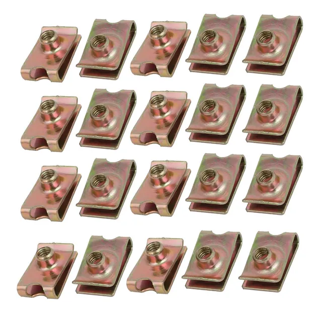 sourcing map Écrou U M6 clips carénage auto 20pcs fer laiton