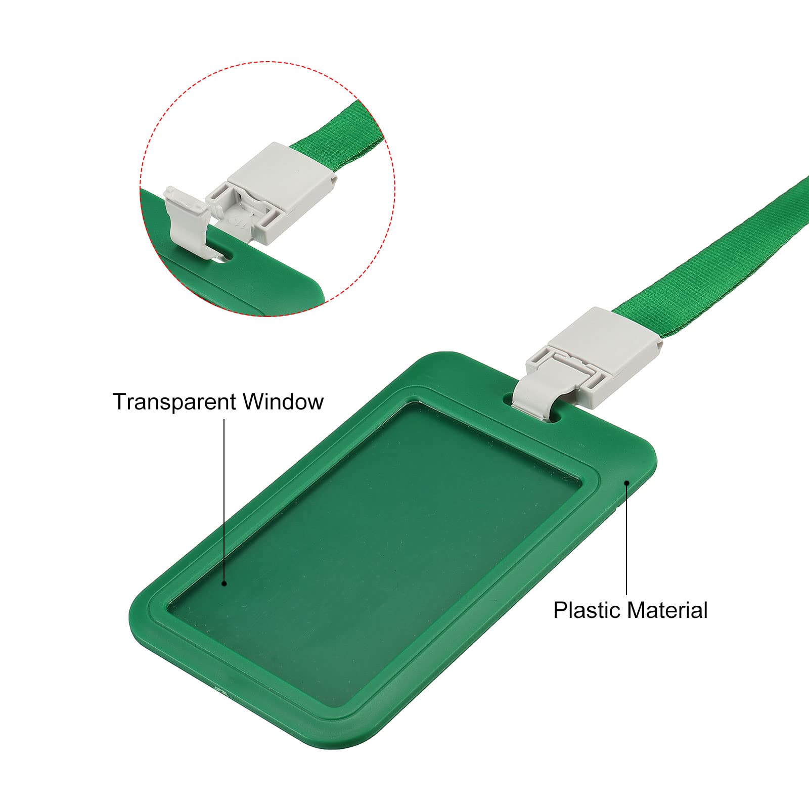 sourcing map Porte-badge ID rigide vert lot de 2 avec tour de cou