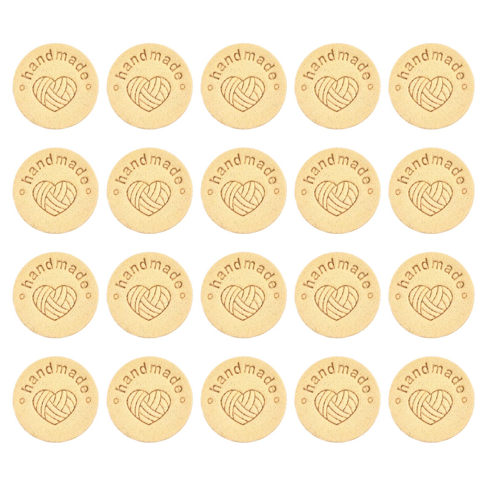Sourcing Map étiquette cuir 25mm beige 30 pcs fait main à coudre