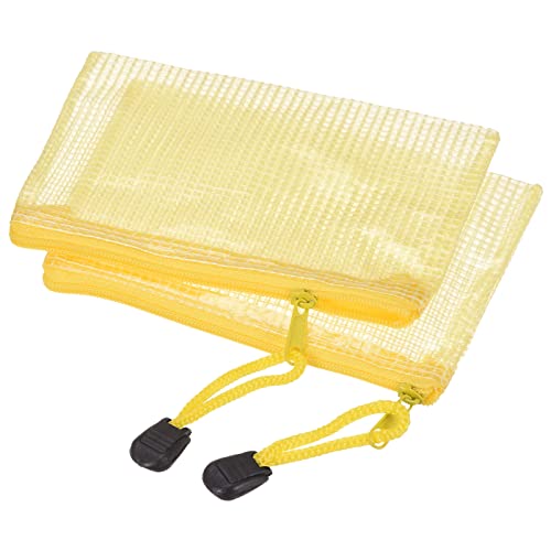 sourcing map Pochette A6 zippée jaune lot de 6 PVC