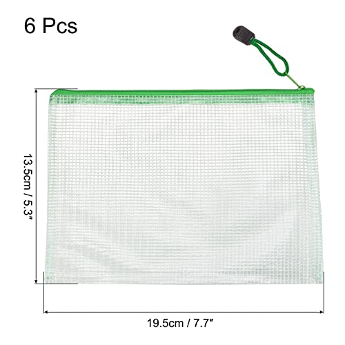 Sourcingmap pochette B6 zip verte lot de 6 PVC