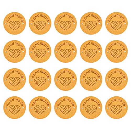 Sourcing Map étiquette cuir 25mm jaune 30 pcs fait main à coudre