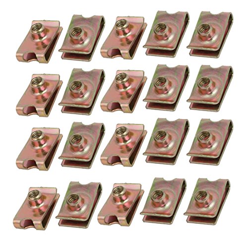 sourcing map Écrou U M6 clips carénage auto 20pcs fer laiton