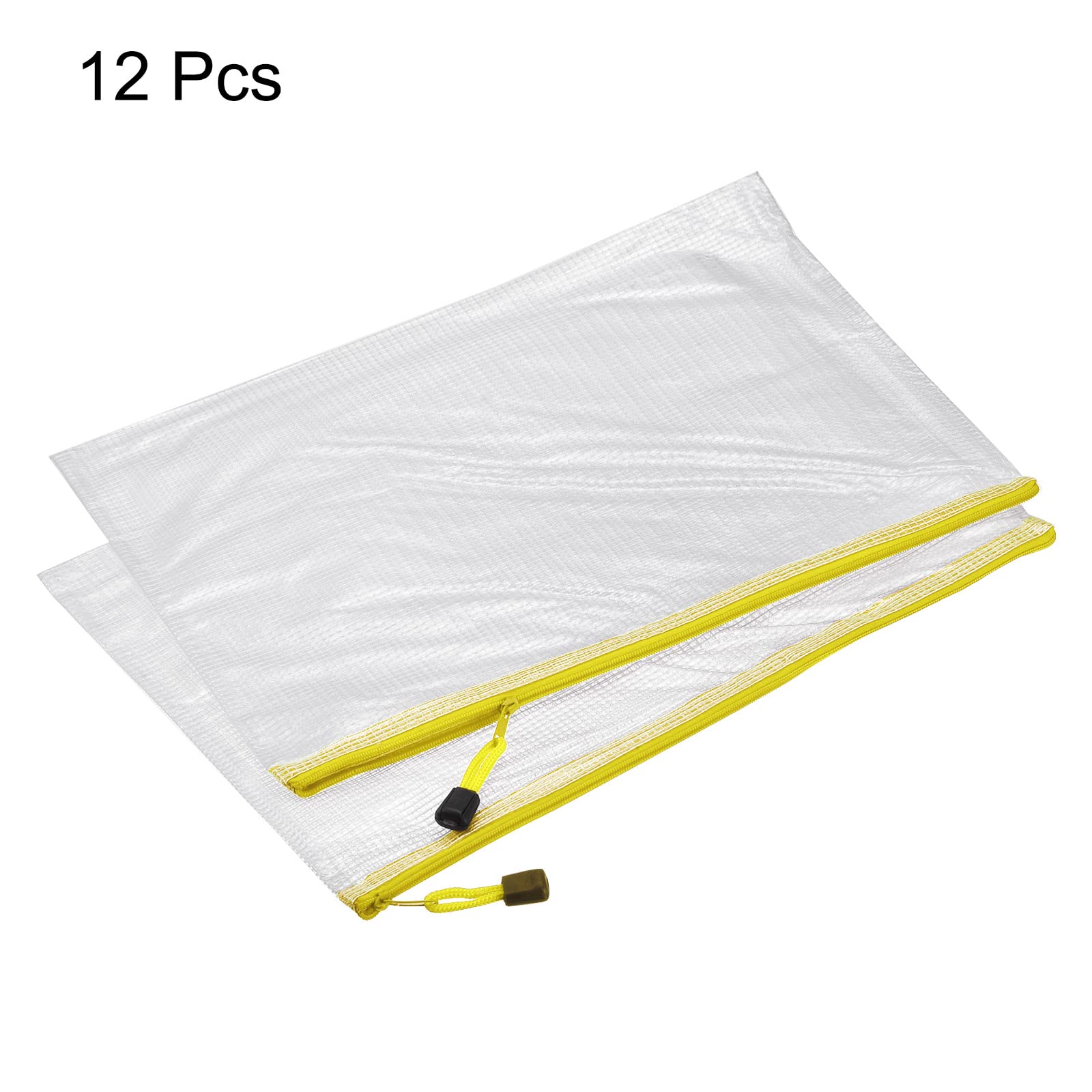 sourcing map A4 pochette zip jaune lot de 12