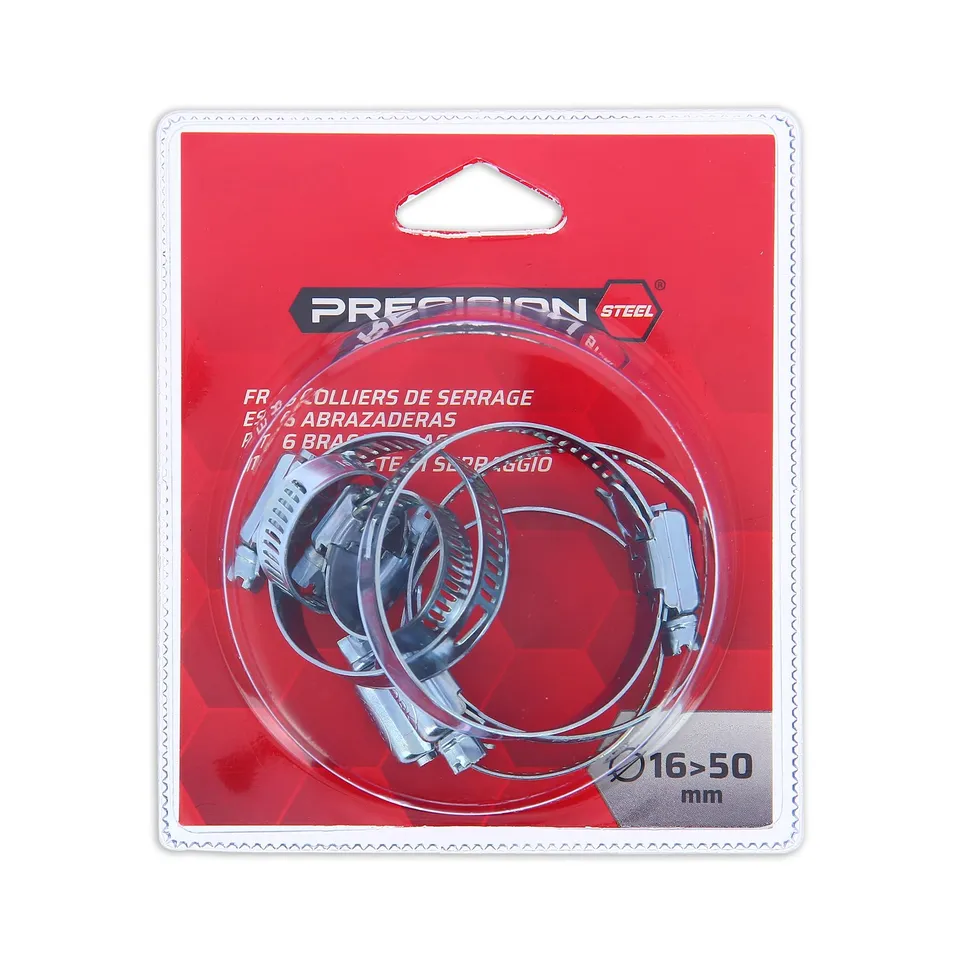 PRECISION STEEL Jeu 6 colliers serrage inox 16-50 mm