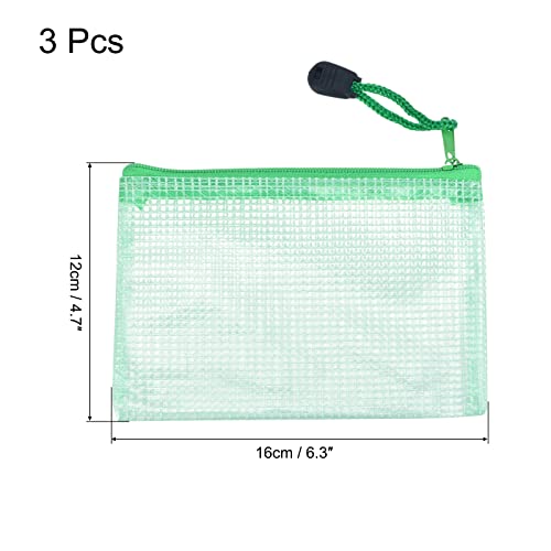 Sourcingmap pochette A6 zip verte lot de 3 PVC