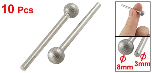 Sourcing Map Industrial pointe diamantée boule 8 mm x10 tige 3 mm