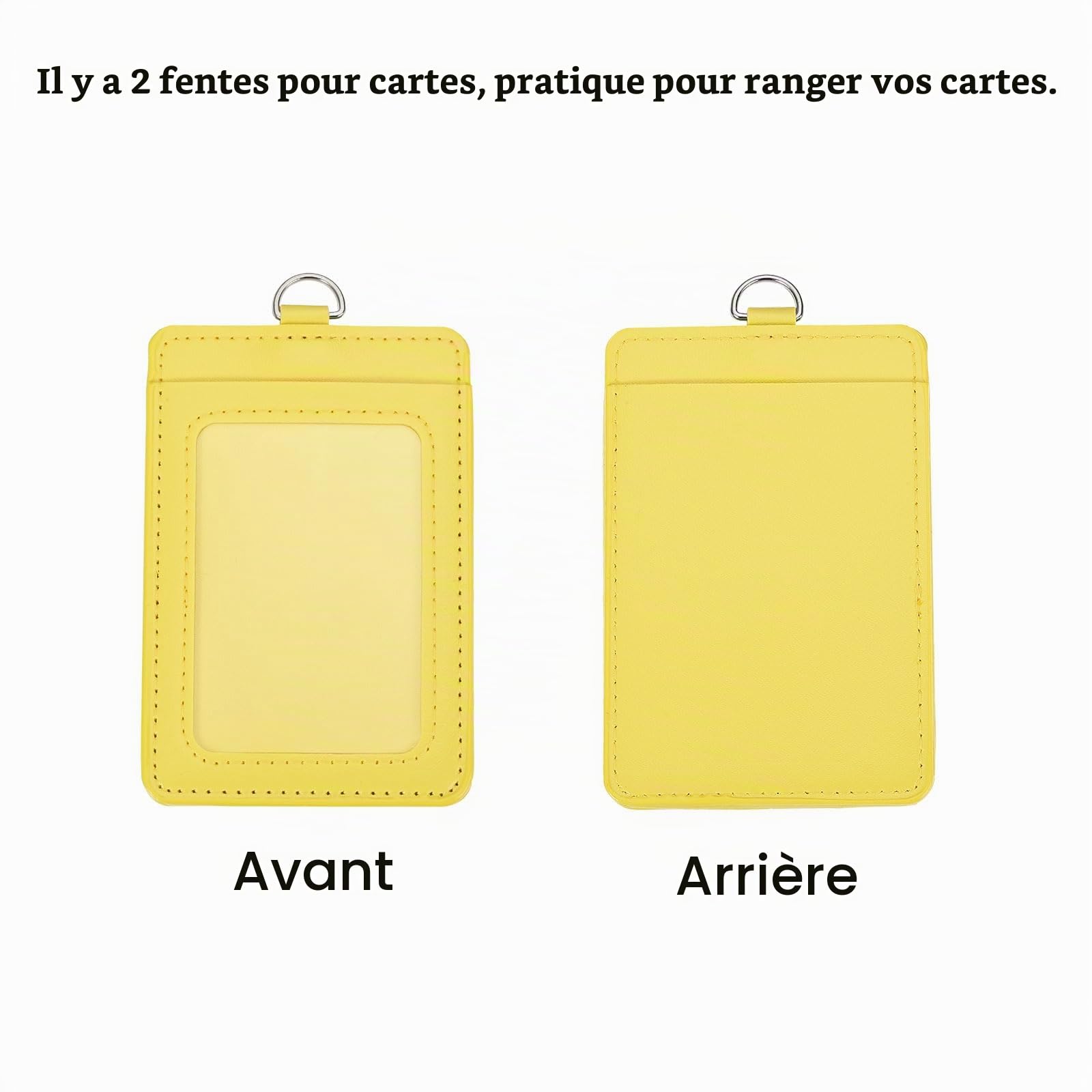 sourcing map Porte-Badge PU Jaune Vertical 11x7,4cm + Cordon