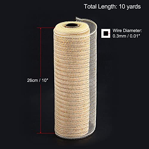 sourcing map Home Garden ruban toile jute crème or 10 pouces 10 yards